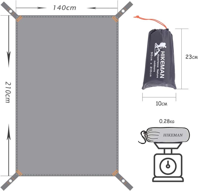 HIKEMAN Tent Footprint - Waterproof Camping Tarp, Heavy Duty Tent Floor Saver, Ultralight Ground Sheet Mat for Hiking, Backpacking, Hammock, Beach - Storage Bag Included(M-83”x55”) - Image 3